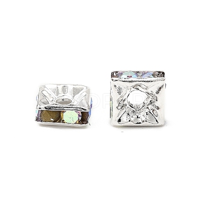 Brass Rhinestone Spacer Beads X-RSB072-02S-1