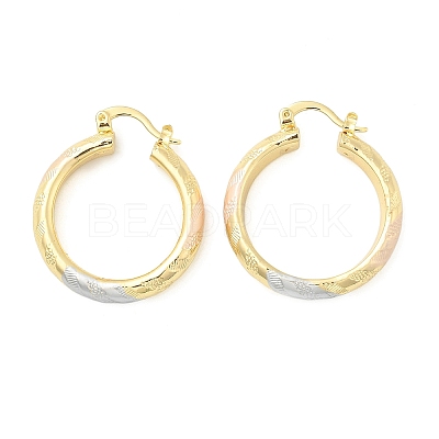 Brass Two Tone Hoop Earrings EJEW-B117-06D-M-1