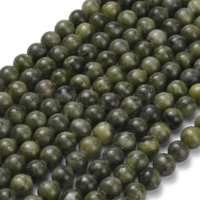 Natural Chinese Jade/Southern Jade Beads Strands G-P626-8mm-01-1