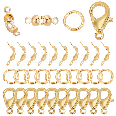 30Pcs Brass Lobster Claw Clasps with 30Pcs Open Jump Rings & 30Pcs Bead Tips KK-GO0001-13-1