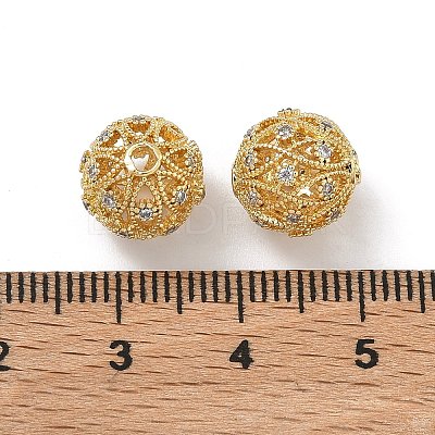 Brass Micro Pave Clear Cubic Zirconia Beads KK-D228-05G-1