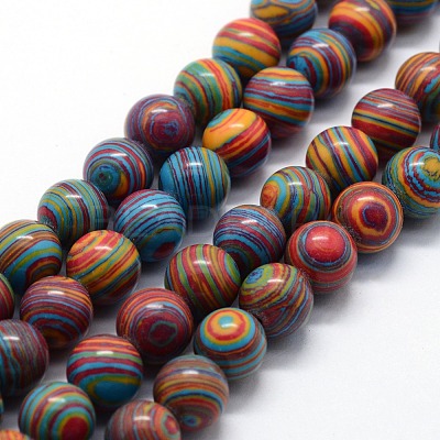 Synthetic Malachite Beads Strands G-I199-32-6mm-D-1