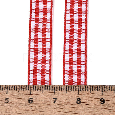 Single Face Plaid Polyester Satin Ribbon SRIB-T009-10F-1