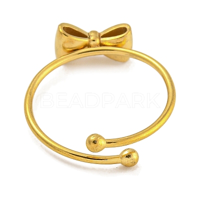 Bowknot 304 Stainless Steel Adjustable Ring for Women RJEW-U015-08G-1