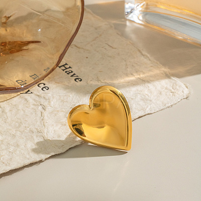 Stainless Steel Heart Cuff Rings WE6095-1-1