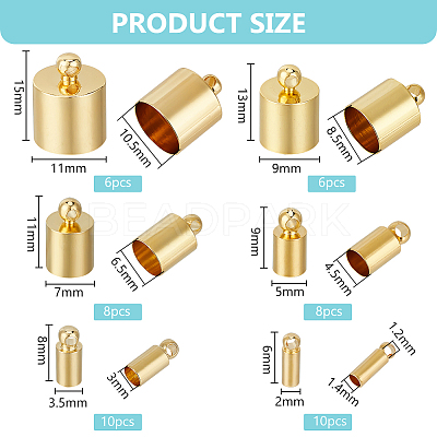 48Pcs 6 Size Brass Cord Ends FIND-BC0005-46-1