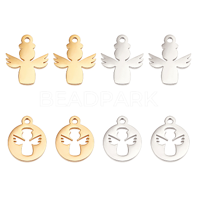 8Pcs 2 Style Ion Plating(IP) 304 Stainless Steel Charms STAS-UN0032-33-1