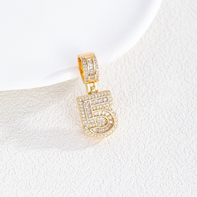 Brass Clear Cubic Zirconia European Dangle Charms KK-R003-01G-05-1