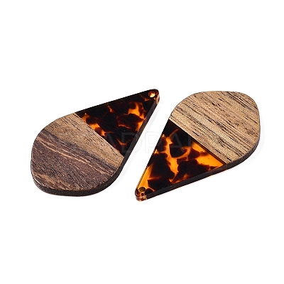 Transparent Resin and Walnut Wood Pendants RESI-T057-06D-1