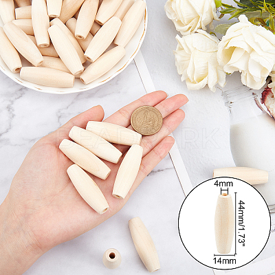 Unfinished Wood Beads WOOD-OC0001-44-LF-1