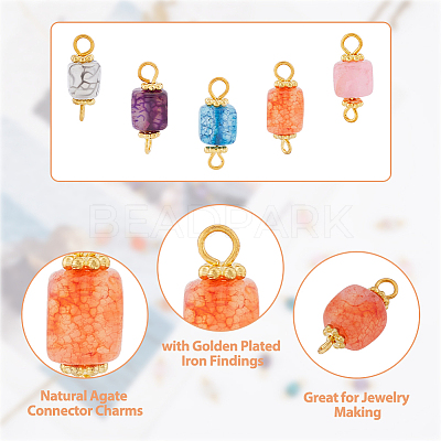 50Pcs 5 Colors Natural Agate Connector Charms FIND-DC0003-23-1