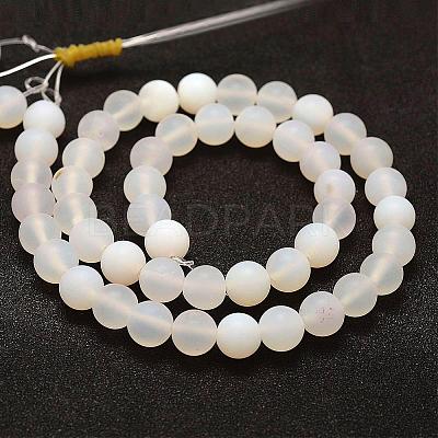 Frosted Natural White Agate Beads Strands G-F377-6mm-1