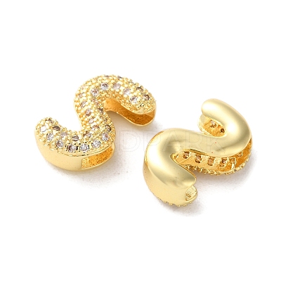 Rack Plating Brass Micro Pave Cubic Zirconia Slide Charms KK-C084-34G-S-1