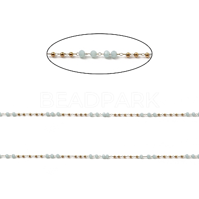 Rondelle Glass Beaded Link Chains CHS-G028-07G-04-1