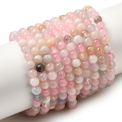 Natural Morganite Round Bead Strands G-I159-4mm-1