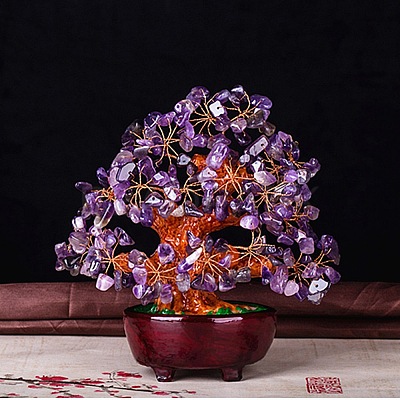 Undyed Natural Amethyst Chips Tree of Life Display Decorations TREE-PW0001-27C-1