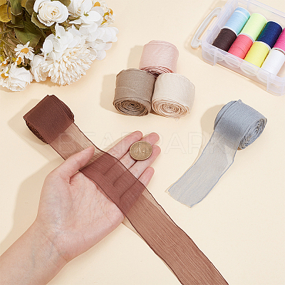 5 Rolls 5 Colors Polyester Ribbon OCOR-PH0002-74-1