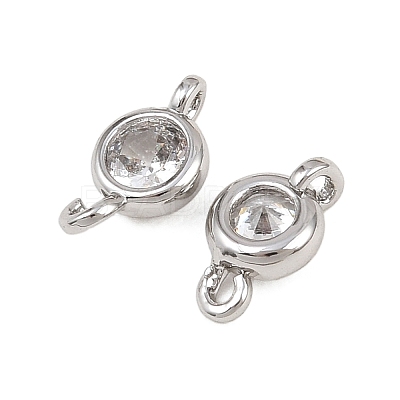 Brass Pave Clear Cubic Zirconia Connector Charms KK-H538-04P-1