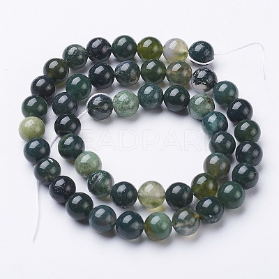 Natural Moss Agate Beads Strands X-GSR001-1