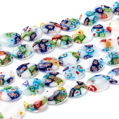 Handmade Millefiori Glass Beads Strands LK137-1