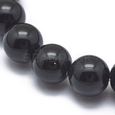 Synthetic Black Stone Bead Stretch Bracelets BJEW-K212-B-032-1