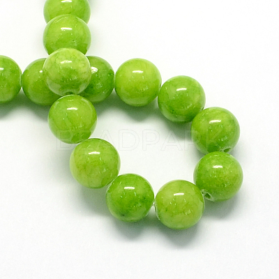 Natural Dyed Yellow Jade Gemstone Bead Strands G-R271-8mm-Y12-1