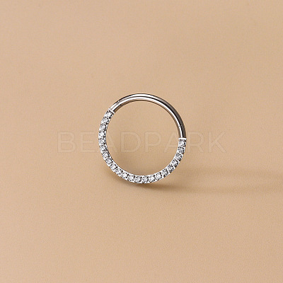 F136 Titanium Alloy Micro Pave Clear Cubic Zirconia Cartilage Earrings WG72C09-03-1-1