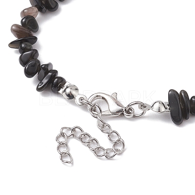 Natural Obsidian Chip Beaded Necklace NJEW-JN04615-12-1
