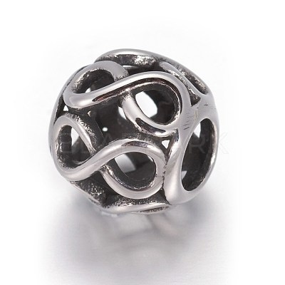 Hollow Retro 316 Surgical Stainless Steel European Style Beads OPDL-L013-29AS-1