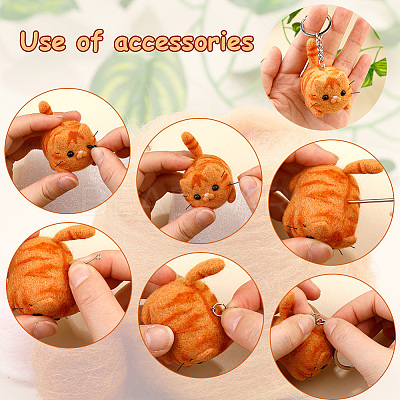 2 Sets Cat Needle Felting Kit DIY-SC0030-17A-1