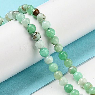 Natural Chrysoprase Beads Strands G-P503-6MM-03-1
