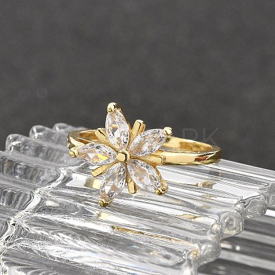 Rack Plating Brass Micro Pave Cubic Zirconia Finger Rings for Women RJEW-M027-01G-02-1