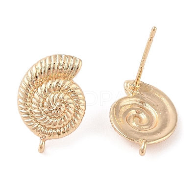Ocean Style Brass Stud Earring Findings KK-N256-09A-G-1