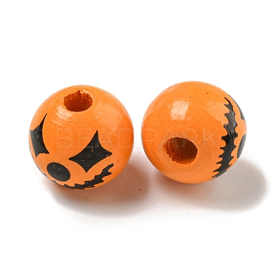 Printed Wood European Beads WOOD-G022-08A-03-1