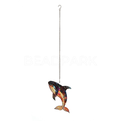 Stained Acrylic & Iron Suncatchers HJEW-F022-01A-1