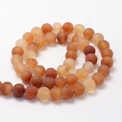 Frosted Natural Red Agate Beads Strands X-G-F372-8mm-1