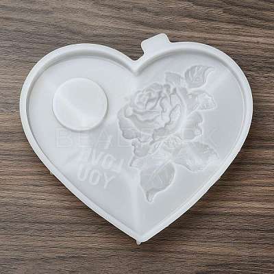 Heart Shaped with Rose Tealight Candle Holder Silicone Molds SIL-Z018-02-1