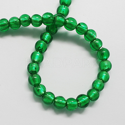 Handmade Silver Foil Glass Beads FOIL-R054-10mm-14-1