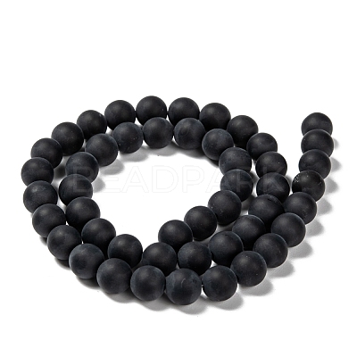 Grade A Natural Black Agate Beads Strands G447-4-1