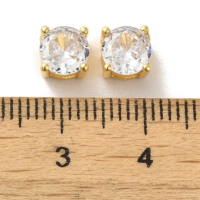Brass with Single Clear Cubic Zirconia Beads X-KK-H461-09A-G-1