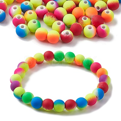 Rubberized Style Acrylic Beads MACR-YW0002-88-1