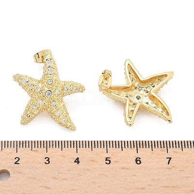Brass Clear Cubic Zirconia Stud Earrings LS-EJEW-Q017-05A-G-1