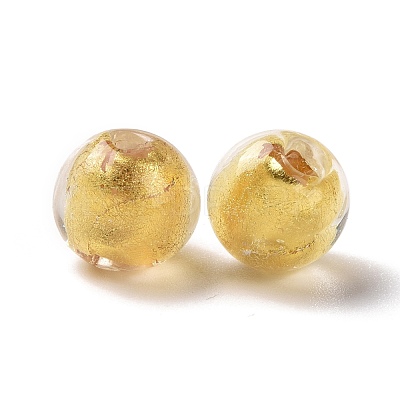 Handmade Gold Foil Lampwork Glass Beads FOIL-E003-02F-1