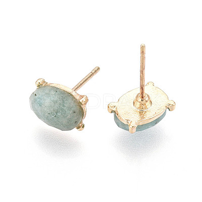 Natural Amazonite Stud Earrings EJEW-N057-01F-1