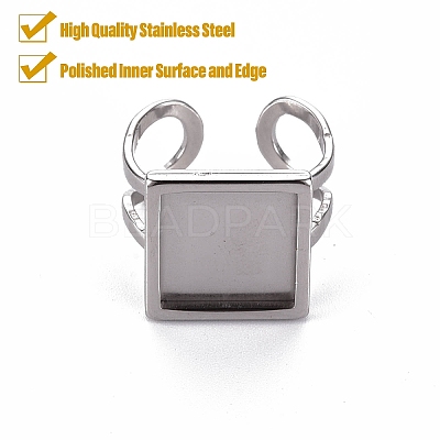 Tarnish Resistant 201 Stainless Steel Cuff Pad Ring Settings STAS-S080-041B-P-1