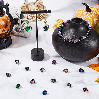 400Pcs Opaque Black Acrylic Beads MACR-SC0001-66-1