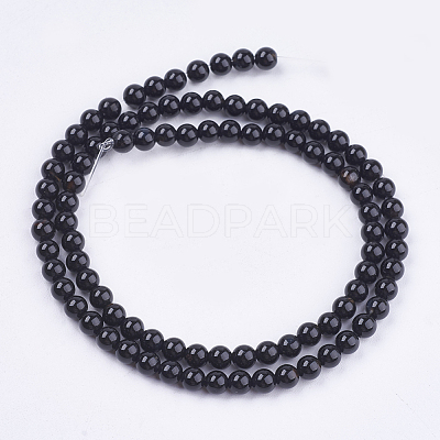 Natural Black Onyx Beads Strands X-G-H1567-4MM-1