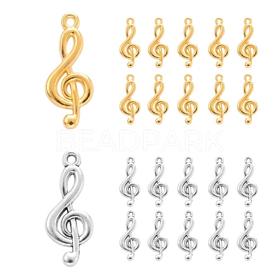 40Pcs 2 Colors Tibetan Style Alloy Treble Clef Pendants FIND-FS0001-11M-1