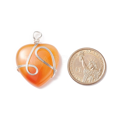 Natural Red Agate Pendants PALLOY-JF01663-09-1