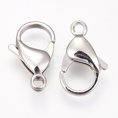 Tarnish Resistant 304 Stainless Steel Lobster Claw Clasps STAS-O114-057P-C-1